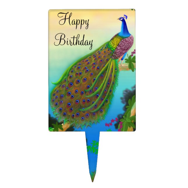 Exotic Indian Peacock Cake Pick (Front)