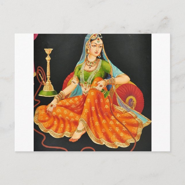 EXOTIC INDIAN PRINCESS PAINTING POSTCARD (Front)