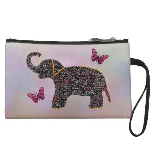 Exotic Jewel Elephant Suede Mini Clutch (Front)