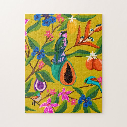Exotic jungle birds and wildflowers illustration  jigsaw puzzle