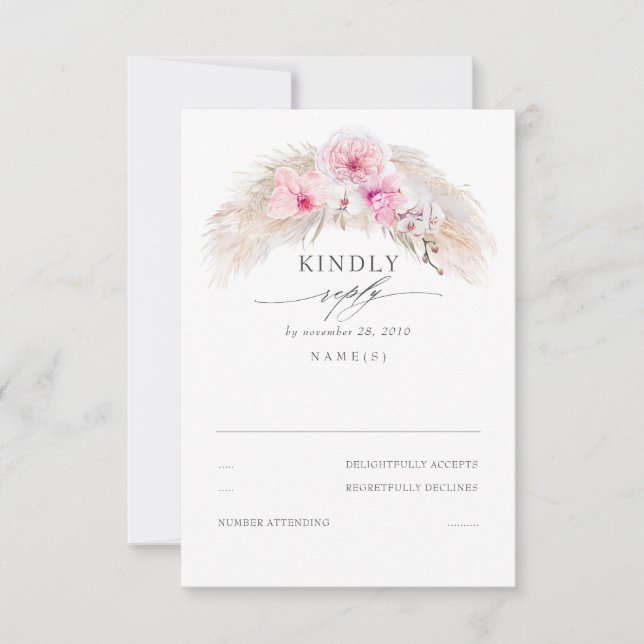 Exotic Jungle Foliage Elegant Wedding RSVP (Front)