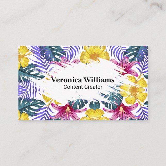 Exotic Jungle Foliage Pattern Business Card (Front)