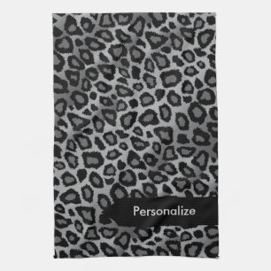 Exotic Jungle Gray Leopard Animal Print Kitchen Towel