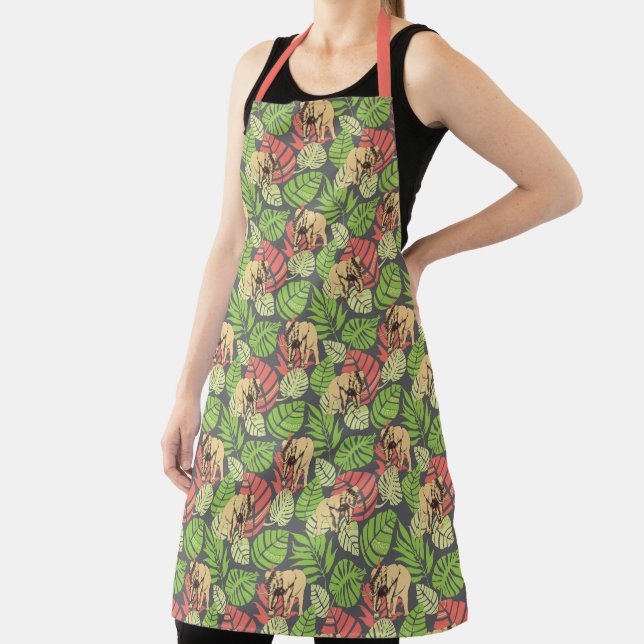 Exotic Jungle Leaves And Elephants Apron (Insitu)