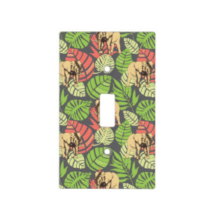 Exotic Jungle Leaves And Elephants Light Switch Cover