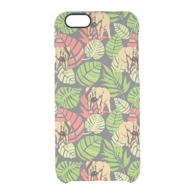 Exotic Jungle Leaves And Elephants Uncommon iPhone Case (Back)