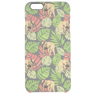 Exotic Jungle Leaves And Elephants Clear iPhone 6 Plus Case
