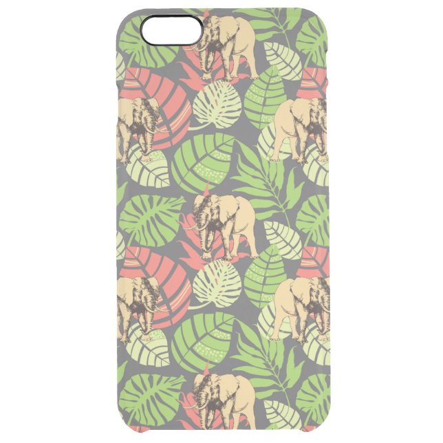 Exotic Jungle Leaves And Elephants Uncommon iPhone Case (Back)