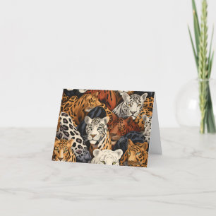 Exotic Jungle Safari Wild Cats Blank Note Card