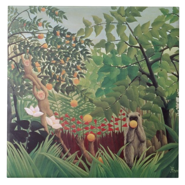 Exotic Landscape, 1910 Ceramic Tile (Front)