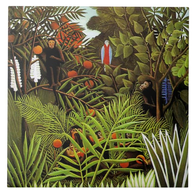 Exotic Landscape, painting by Henri Rousseau Ceramic Tile (Front)