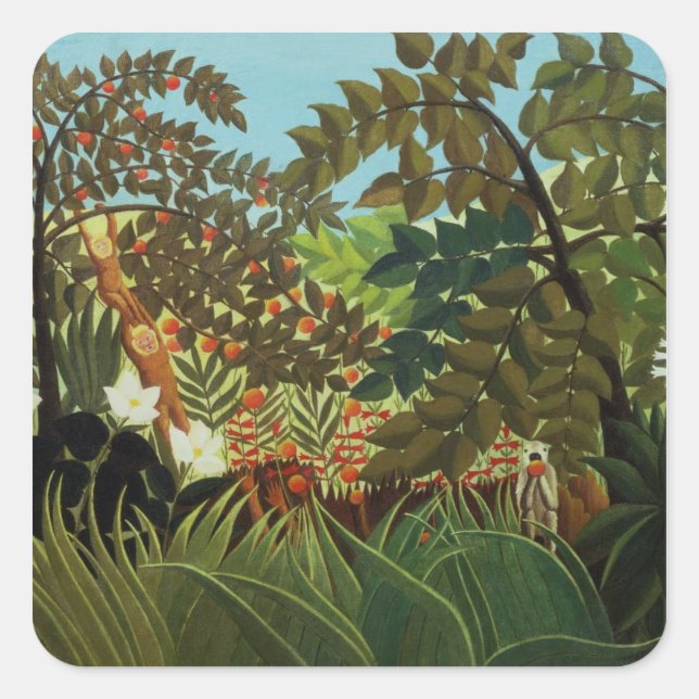 Exotic landscape square sticker (Front)