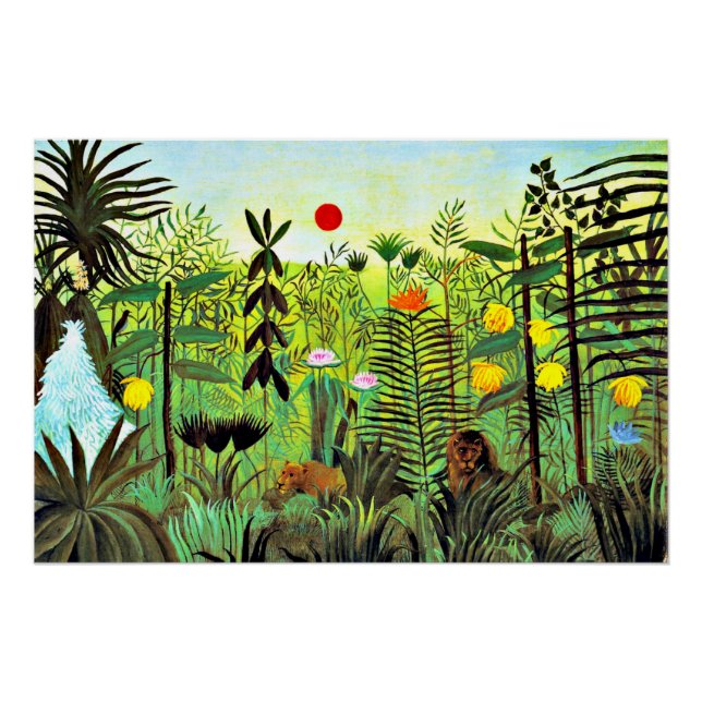 Exotic Landscape with Lion and Lioness, Poster (Front)