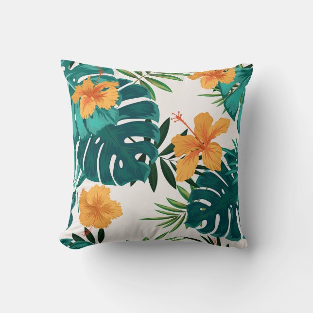 Exotic Leaves And Flowers   Throw Pillow (Front)