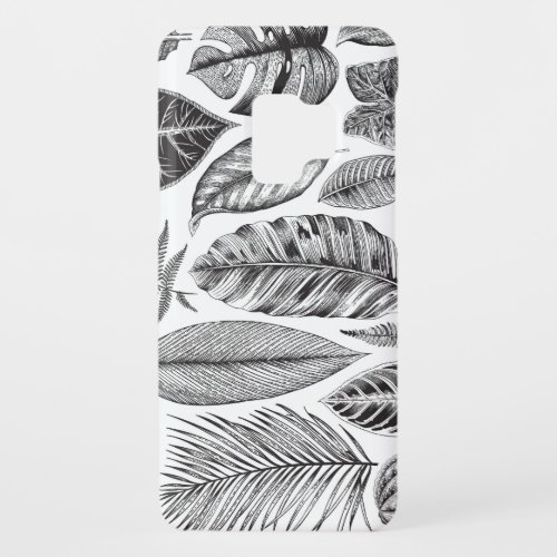 Exotic leaves vintage floral black and white Case_Mate samsung galaxy s9 case