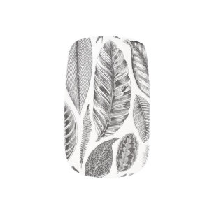 Exotic leaves, vintage floral black and white. minx nail art