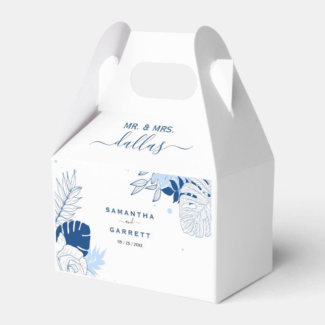 Exotic Leaves White Background  Favor Box (Front Side)