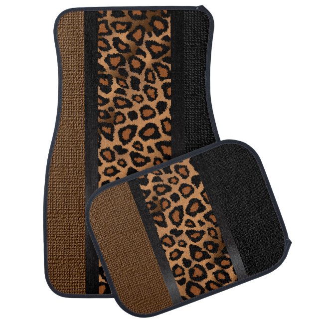 Exotic Leopard Animal Patterns | Brown Car Floor Mat (Set)