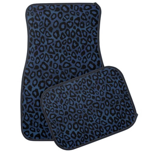 Exotic Leopard Animal Print  Navy Blue Car Floor Mat