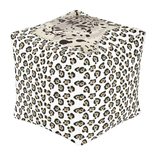 Exotic leopard pouf