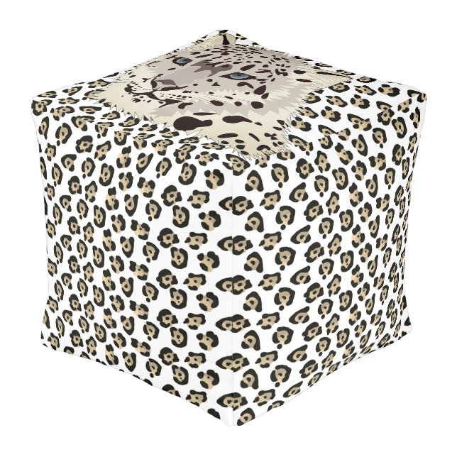 Exotic leopard pouf (Angled Front)