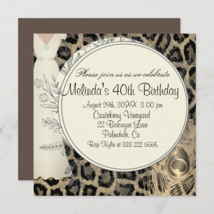 Exotic leopard print elegant birthday invitation