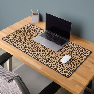 Exotic Leopard print pattern design Desk Mat