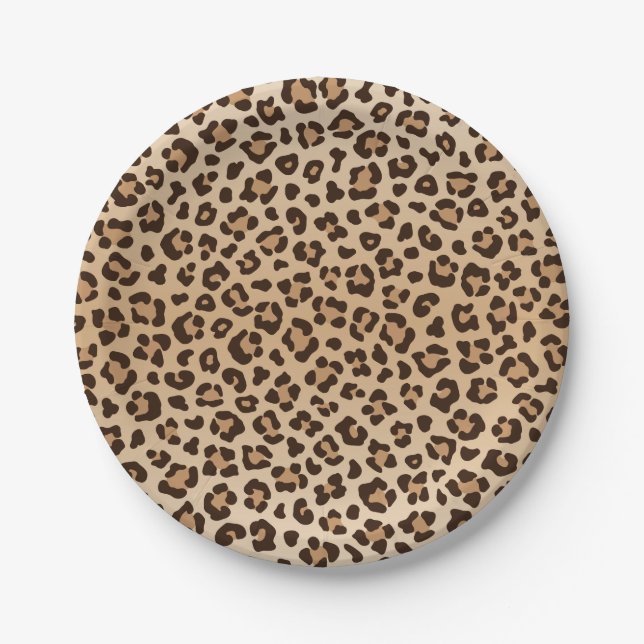 Exotic Leopard print pattern design Paper Plates (Front)