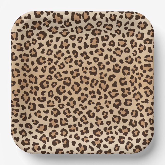 Exotic Leopard print pattern design Paper Plates (Front)