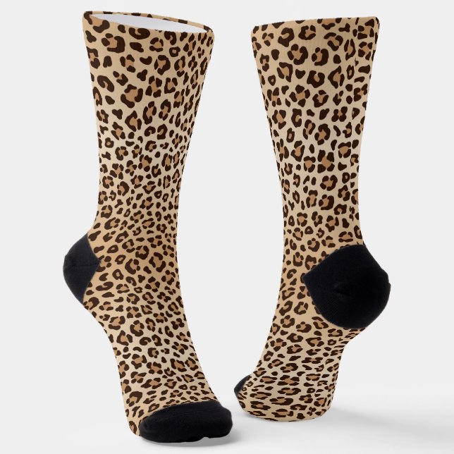 Exotic Leopard print pattern design Socks (Angled)