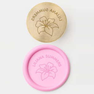 Exotic Lily Flower Custom Name Wax Seal Stamp