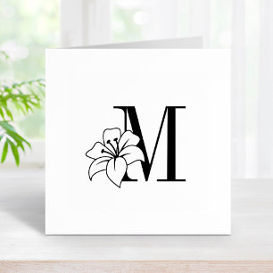 Exotic Lily Flower Monogram Initial 2 Rubber Stamp