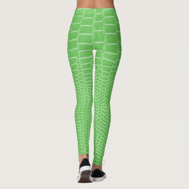 Exotic Lime Green Lizard Skin Look Leggings (Back)