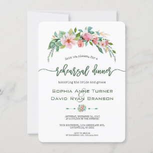 Exotic Luau Tropical Floral Rehearsal Dinner Invitation