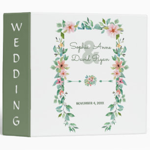 Exotic Luau Tropical Watercolor Floral Wedding 3 Ring Binder