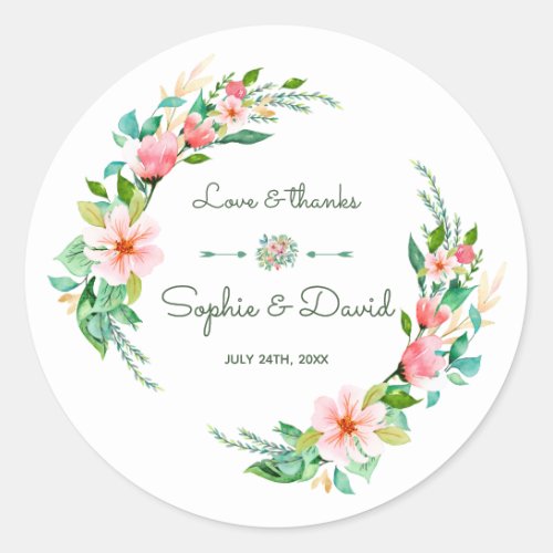 Exotic Luau Tropical Watercolor Floral Wedding Classic Round Sticker