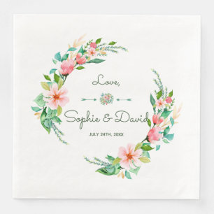 Exotic Luau Tropical Watercolor Floral Wedding Paper Dinner Napkins