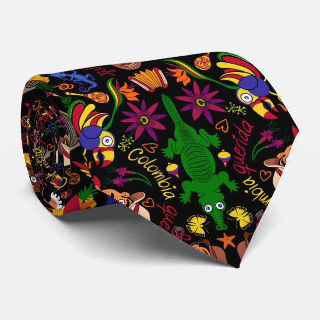 Exotic, magic and charming Colombia pattern design Neck Tie (Rolled)