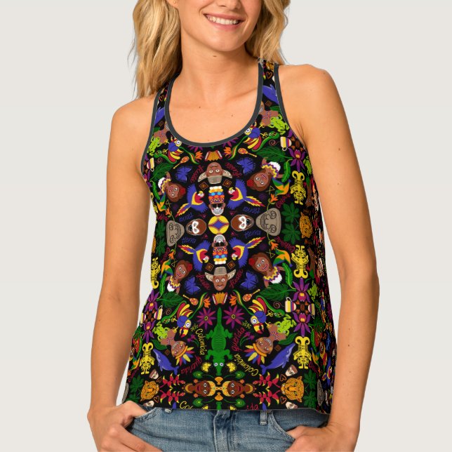 Exotic, magic and charming Colombia pattern design Tank Top (Front)