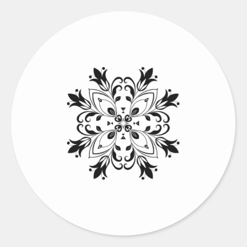 Exotic Mandala Designs Black White Flower Classic Round Sticker