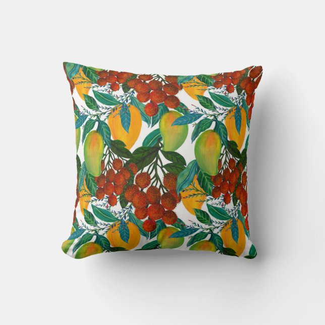 Exotic Mango: Summer Seamless Throw Pillow (Front)