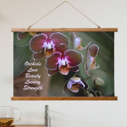 Exotic Maroon Orchid Flowers Photographic Floral Hanging Tapestry