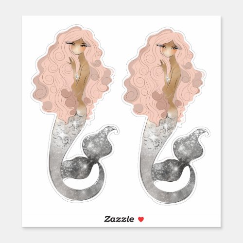 Exotic Mermaid with Pink Hair Sticker