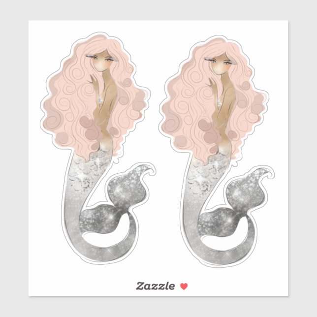 Exotic Mermaid with Pink Hair Sticker (Sheet)