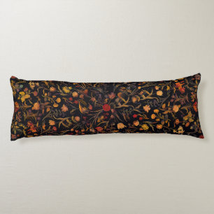 Exotic Midnight Floral Garden Body Pillow