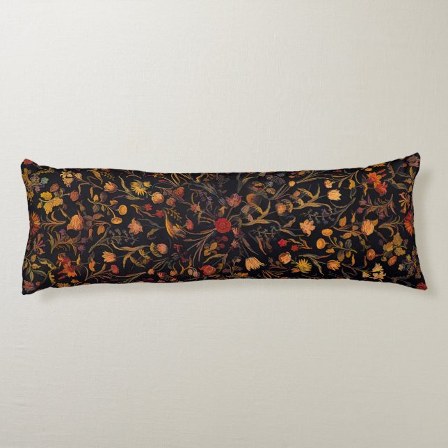 Exotic Midnight Floral Garden Body Pillow (Back)