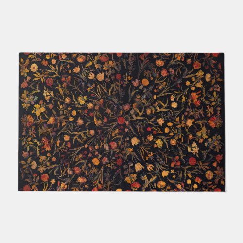 Exotic Midnight Floral Garden Doormat