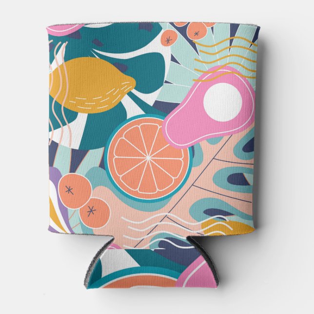 Exotic, modern jungle collage. can cooler (Front)