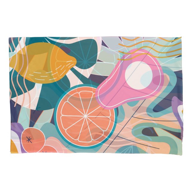 Exotic, modern jungle collage. pillow case (Front)