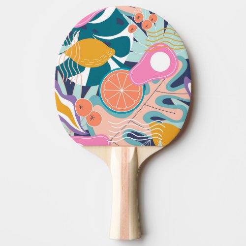 Exotic modern jungle collage ping pong paddle